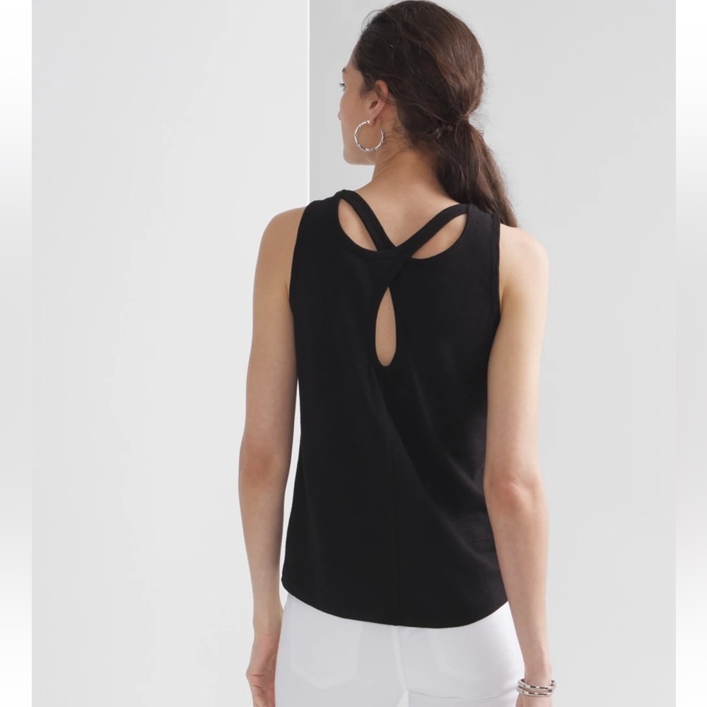 White House Black Market WHBM Black Cutout Back Tank XL NWT